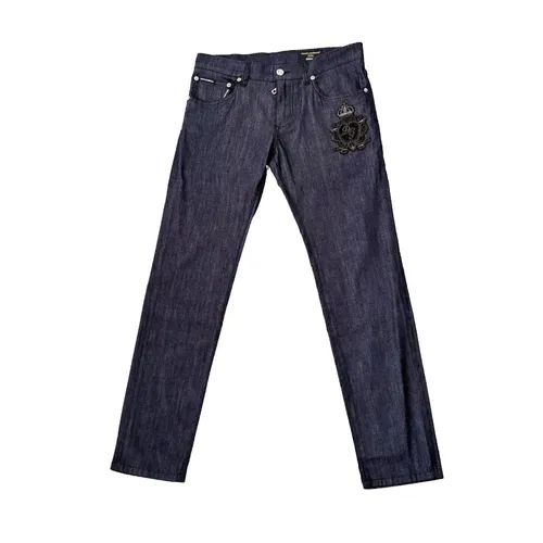 Thời trang Nam Xanh Đen Quần jeans - Quần Jean Nam Dolce & Gabbana DG In Blue Denim With Logo Embroidered - GYD2LZ FURHB B6712 Màu Xanh Đen Size 46 - Vua Hàng Hiệu