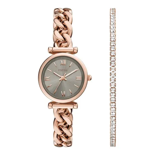 Đồng hồ - Set Đồng Hồ + Vòng Đeo Tay Nữ Fossil Carlie Ladies Watches ES5378SET Màu Vàng Hồng - Vua Hàng Hiệu