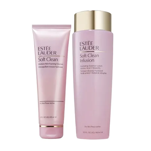 Sữa Rửa Mặt Estée Lauder - Set Sữa Rửa Mặt Và Toner Dưỡng Da Estée Lauder Soft Clean Skincare Cleanse 2 Món (400ml + 125ml) - Vua Hàng Hiệu