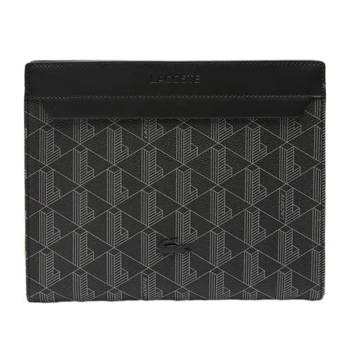 Túi xách Lacoste Túi cầm tay - Túi Cầm Tay Nam Lacoste The Blend Zippered Monogram Canvas Clutch NH3718LX H45 Màu Đen - Vua Hàng Hiệu