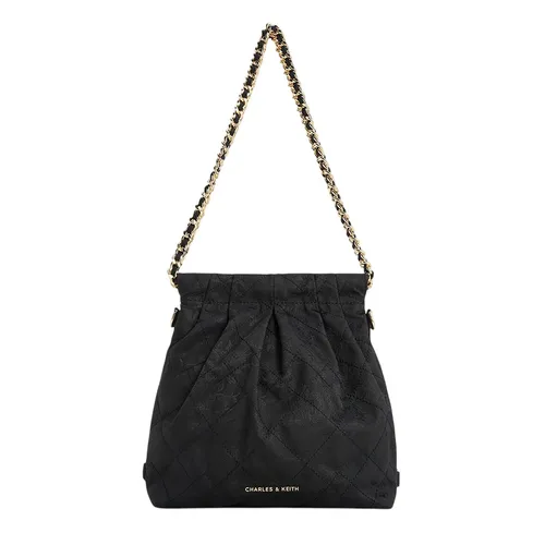 Túi xách Charles & Keith - Túi Đeo Chéo Nữ Charles & Keith CNK Duo Jacquard Chain-Handle Two-Way Backpack Black CK2-60782562 Màu Đen - Vua Hàng Hiệu