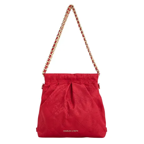 Túi xách Charles & Keith - Túi Đeo Chéo Nữ Charles & Keith CNK Duo Jacquard Chain-Handle Two-Way Backpack Crimson Red CK2-60782562 Màu Đỏ - Vua Hàng Hiệu