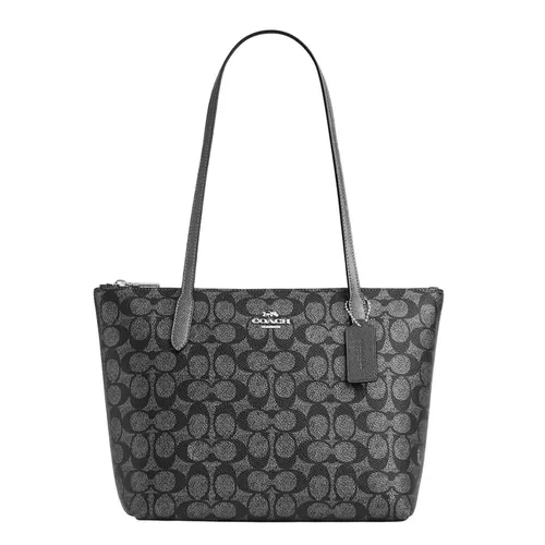 Túi Tote Nữ Coach Fiona Zip In Signature Canvas CW396 Màu Xám Đen - Túi xách - Vua Hàng Hiệu