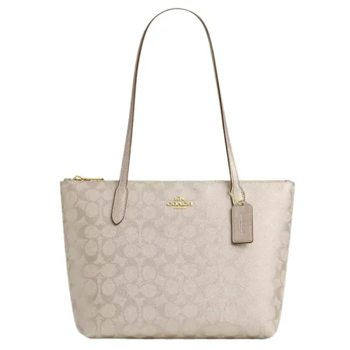Túi Tote Nữ Coach Fiona Zip Tote Bag In Signature Canvas CW396 Màu Trắng