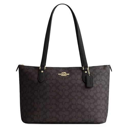 Túi Tote Nữ Coach Gallery Tote Bag In Signature Canvas CW381 Gold/Walnut/Black Màu Nâu Đen - Túi xách - Vua Hàng Hiệu