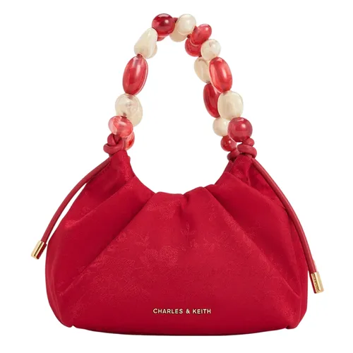 Túi xách - Túi Xách Nữ Charles & Keith CNK Aviary Jacquard Beaded Handle Bag Crimson Red CK2-10271515 Màu Đỏ - Vua Hàng Hiệu