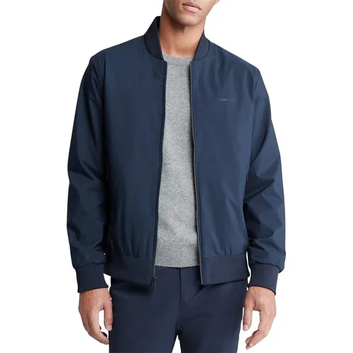 Thời trang Calvin Klein - Áo Khoác Nam Calvin Klein CK Matte Logo Zip Bomber Jacket FM512 Màu Xanh Navy Size S - Vua Hàng Hiệu