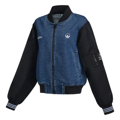 Thời trang Adidas Áo khoác - Áo Khoác Nữ Adidas Collegiate Denim Bomber Jacket HL9069 (Form China) Màu Xanh Đen Size M - Vua Hàng Hiệu