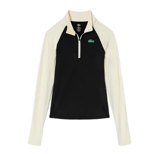 Áo Polo Dài Tay Nữ Lacoste x Bandier Pro Fleece Quarter-Zip SF8949 51 9M0 Màu Trắng - Đen Size XS