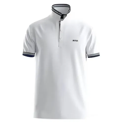 Thời trang - Áo Polo Nam Hugo Boss Paddy Polo Shirt In Cotton Piqué With Logo Undercollar 50469055 106 Màu Trắng Đen Size S - Vua Hàng Hiệu