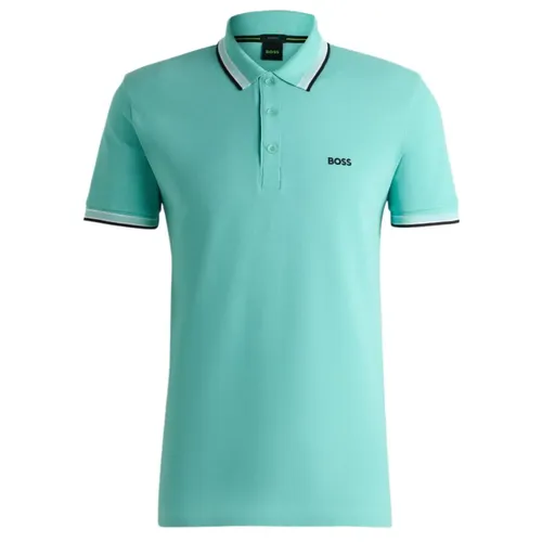 Thời trang - Áo Polo Nam Hugo Boss Paddy Polo Shirt In Cotton Piqué With Logo Undercollar 50469055 255 Màu Xanh Ngọc Size XL - Vua Hàng Hiệu