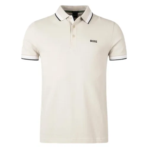 Thời trang Be nhạt - Áo Polo Nam Hugo Boss Paddy Polo Shirt In Cotton Piqué With Logo Undercollar 50469055 271 Màu Be Nhạt Size L - Vua Hàng Hiệu