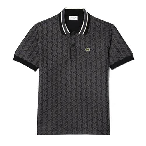 Thời trang - Áo Polo Nam Lacoste Monogram Jacquard DH1417 Màu Đen Xám Size 3 - Vua Hàng Hiệu