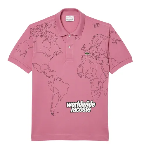 Thời trang Lacoste Hồng Áo Polo 100% Cotton - Áo Polo Nam Lacoste Original L.12.12 Printed Organic Cotton PH8046 Màu Hồng Size XXS - Vua Hàng Hiệu