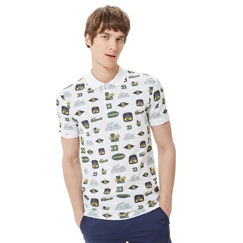 Thời trang - Áo Polo Nam Lacoste Slim Fit Printed PH0354 54B Màu Trắng Họa Tiết Size 3 - Vua Hàng Hiệu