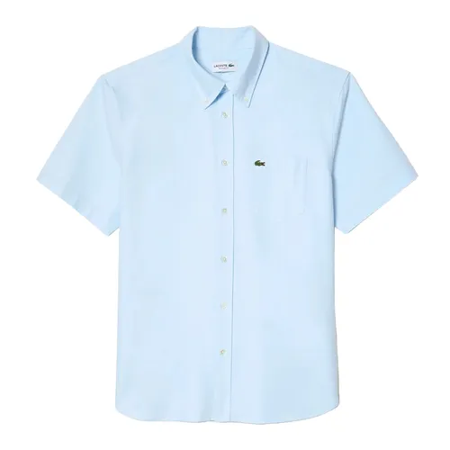 Áo Sơ Mi Nam Lacoste Oxford Shirt Short Sleeve Regular Fit CH1917 F6Z Màu Xanh Da Trời Size 38