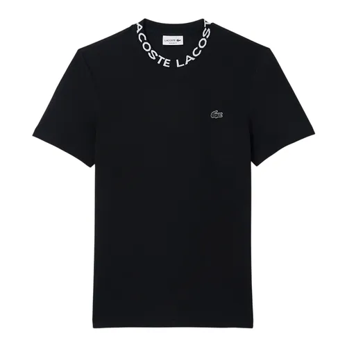 Thời trang - Áo Thun Nam Lacoste Jacquard Neck Pique TH7488 031 Regular Fit Tshirt Màu Đen Size 4 - Vua Hàng Hiệu