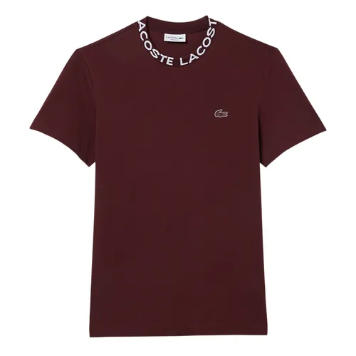 Lacoste - Áo Thun Nam Lacoste Jacquard Neck Pique TH7488 BZD Tshirt Màu Đỏ Đô Size 3 - Vua Hàng Hiệu