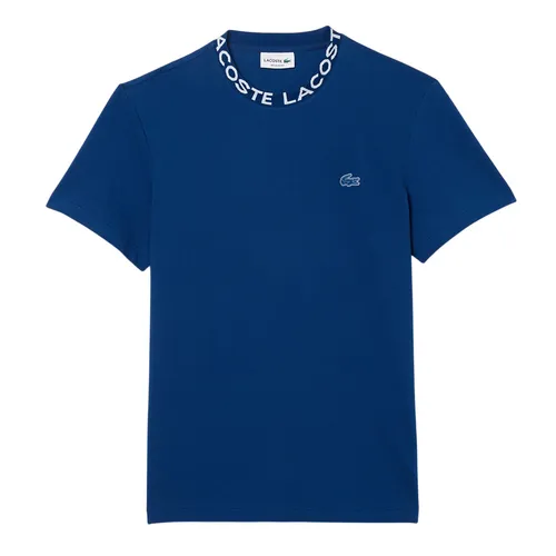 Lacoste - Áo Thun Nam Lacoste Jacquard Neck Pique TH7488 51 HBM Tshirt Màu Xanh Biển Size 3 - Vua Hàng Hiệu
