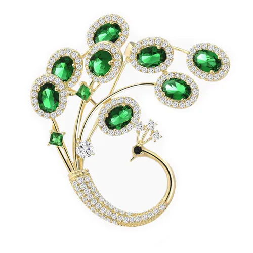 Cài Áo Nữ Meri Emerald Peacock BR822 Màu Xanh