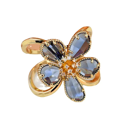 Phụ kiện - Cài Khăn Nữ Meri Blue Flower BR812 Màu Vàng Xanh - Vua Hàng Hiệu
