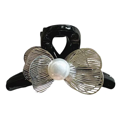 Phụ kiện Nhựa cao cấp Việt Nam - Kẹp Tóc Nữ Kya Jewel Bow Pearl HC132 Màu Đen - Vua Hàng Hiệu