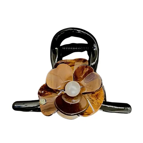 Phụ kiện Nhựa cao cấp Việt Nam - Kẹp Tóc Nữ Kya Jewel Chic Flora HC130 Màu Nâu Đen - Vua Hàng Hiệu
