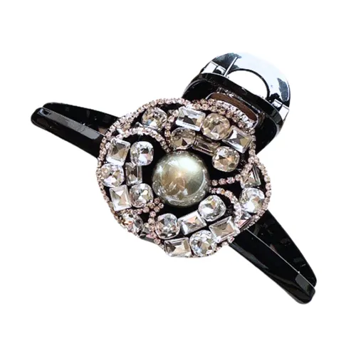 Phụ kiện Nhựa cao cấp Việt Nam - Kẹp Tóc Nữ Kya Jewel Sparkling Floral HC96 Màu Đen - Vua Hàng Hiệu