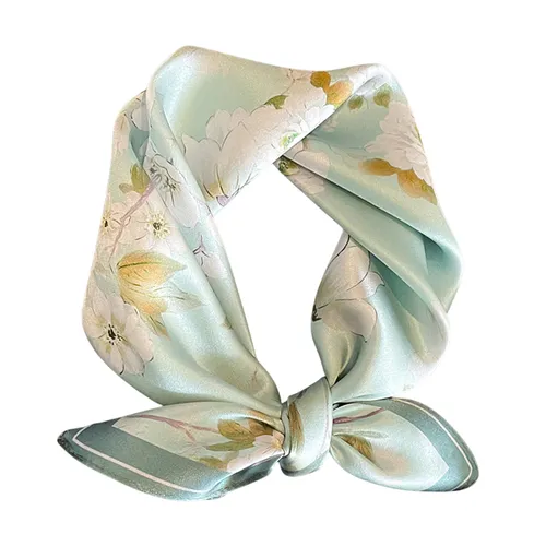 Thời trang Kya Jewel - Khăn Choàng Lụa Kya Jewel Climbing Flower 53 x 53cm SC50 Màu Xanh Nhạt - Vua Hàng Hiệu