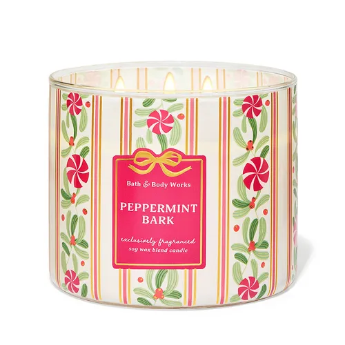 Nến thơm Bath & Body Works - Nến Thơm Bath & Body Works Peppermint Bark 3-Wick Candle 411g - Vua Hàng Hiệu