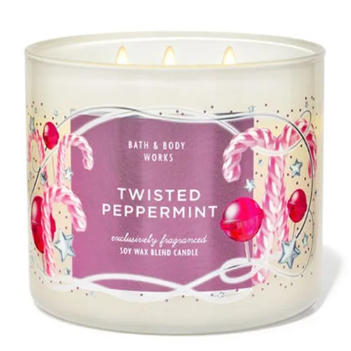 Nến thơm Bath & Body Works - Nến Thơm Bath & Body Works Twisted Peppermint Soy Wax Blend Candle 411g - Vua Hàng Hiệu