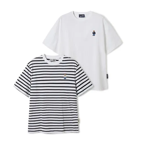 Thời trang Áo phông - Set 2 Áo Phông WHOAU Collection Tshirt Màu Đen Kẻ - Trắng Size S - Vua Hàng Hiệu