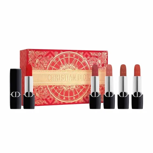 Son Môi Bộ sản phẩm - Set Son Dior Rouge Dior Lipstick Velvet Finish Màu 999 Đỏ Tươi + 720 Hồng Khô + 217 Hồng San Hô + 228 Đỏ Nâu + 188 Cam Đất ( 5 x 1.5g) - Vua Hàng Hiệu