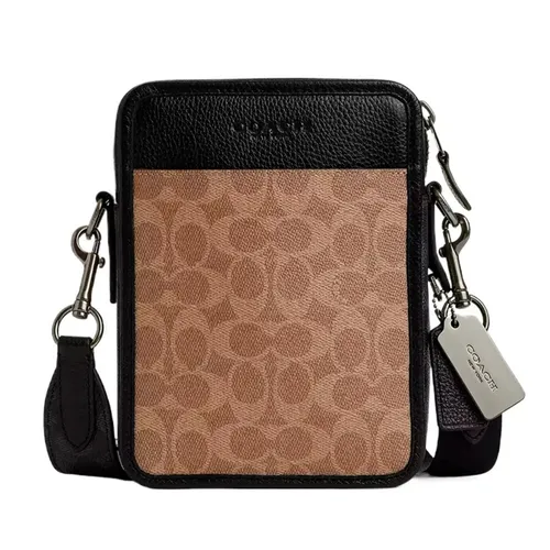 Túi Đeo Chéo Nam Coach Sullivan Crossbody In Blocked Signature Canvas CW386 Màu Nâu Phối Đen
