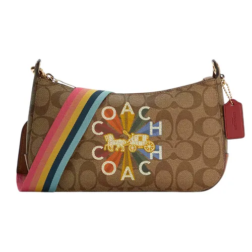 Túi xách - Túi Đeo Chéo Nữ Coach Jes Baguette In Signature Canvas With Radial Rainbow C6817 Màu Nâu - Vua Hàng Hiệu