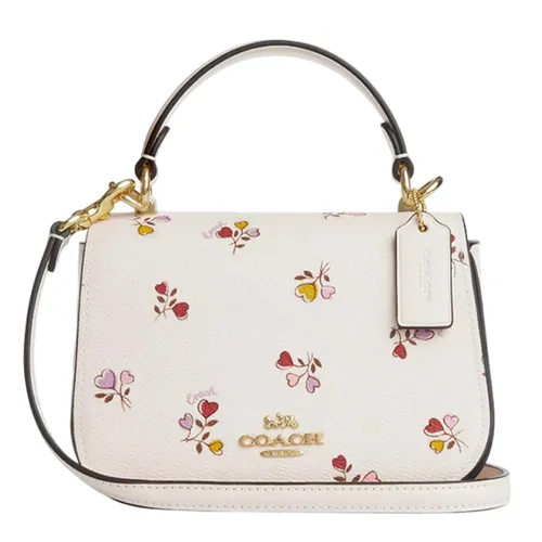 Túi Đeo Chéo Nữ Coach Lysa Top Handle Bag With Heart Print CX577 Gold/Chalk Multi Màu Trắng Họa Tiết - Túi xách - Vua Hàng Hiệu