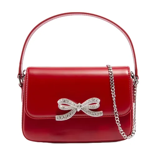 Self-Portrait - Túi Đeo Chéo Nữ Self-Portrait Micro Red Handbag With Bow Detail Màu Đỏ - Vua Hàng Hiệu
