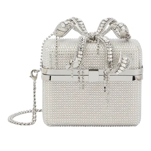 Túi xách - Túi Đeo Chéo Nữ Self-Portrait The Bow Micro Crystal Bag P00885124 Màu Bạc - Vua Hàng Hiệu