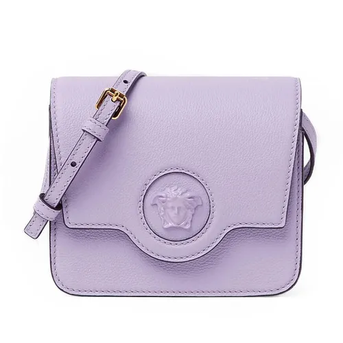 Versace Ý Túi đeo chéo - Túi Đeo Chéo Nữ Versace Logo Medusa Plaque Crossbody Bag Màu Tím - Vua Hàng Hiệu