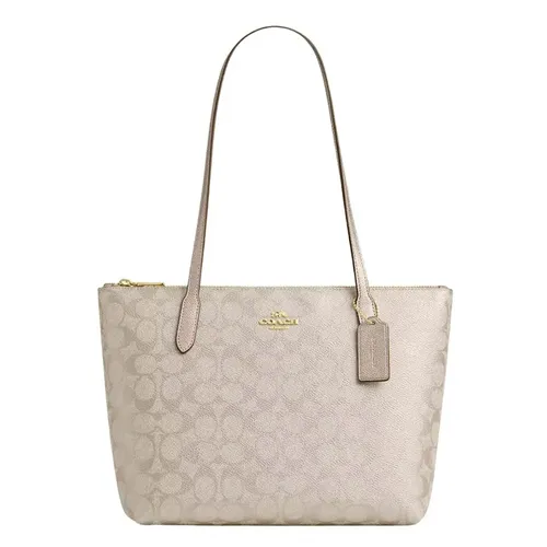 Túi Tote Nữ Coach Fiona Zip In Signature Canvas CW396 Màu Be