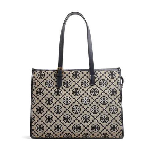 Túi xách Tory Burch Túi tote - Túi Tote Nữ Tory Burch Monogram Tote Bag Logo Navy 143533 Màu Be Phối Xanh Navy - Vua Hàng Hiệu