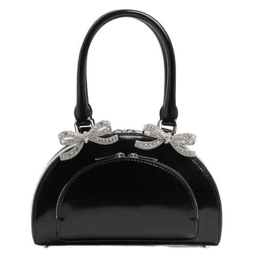 Self-Portrait - Túi Xách Tay Nữ Self-Portrait Mini Leather Curved Top Handle Bag 80I-ZGT001 Màu Đen - Vua Hàng Hiệu