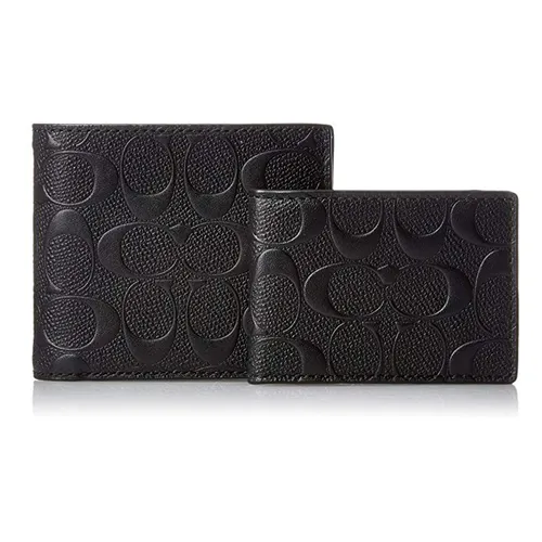 Túi xách Coach Nam Ví - Ví Nam Coach 3 In 1 Wallet In Signature Leather F75371 Màu Đen - Vua Hàng Hiệu