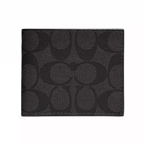 Túi xách Coach Nam Ví - Ví Nam Coach Id Billfold Wallet In Signature Canvas 66551-1 Màu Đen - Vua Hàng Hiệu