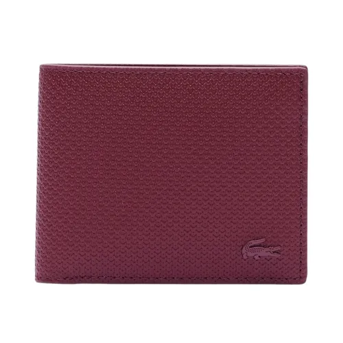 Ví Nam Lacoste Men's Small Piqué Leather Chantaco Billfold NH2824CE N61 Màu Đỏ Đô