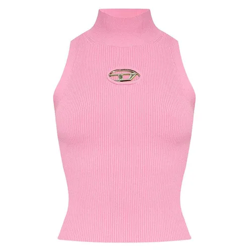 Thời trang Áo ba lỗ - Áo Ba Lỗ Nữ Diesel M-Onervax-Top Ribbed-Knit Turtleneck Top A130200DLAX377 Màu Hồng Size XS - Vua Hàng Hiệu