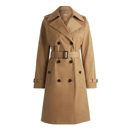 Thời trang Áo Măng Tô - Áo Măng Tô Nữ Hugo Boss Double-Breasted Trench Coat With Buckled Belt 50489115 Màu Be Size 42 - Vua Hàng Hiệu