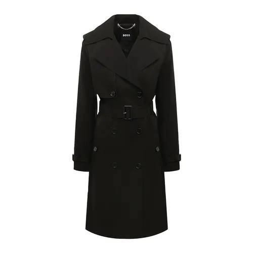 Thời trang Áo Măng Tô - Áo Măng Tô Nữ Hugo Boss Trench Conry Regular Fit 50489115 001 Black Màu Đen Size 38 - Vua Hàng Hiệu