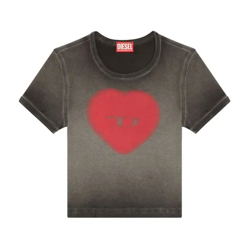 Diesel - Áo Phông Nữ Diesel A128360SQAD9XX Ribbed T-shirt Màu Xám Size XS - Vua Hàng Hiệu