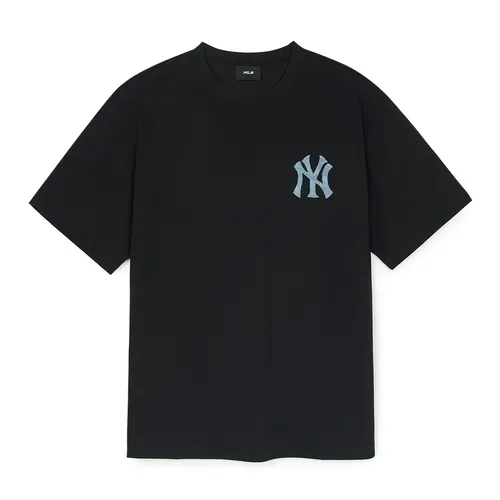 Thời trang - Áo Phông MLB Denimlike Monogram Big Lux Over Fit Tshirt New York Yankees 3ATSM0953-50BKS Màu Đen - Vua Hàng Hiệu